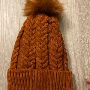 Brown knit beanie